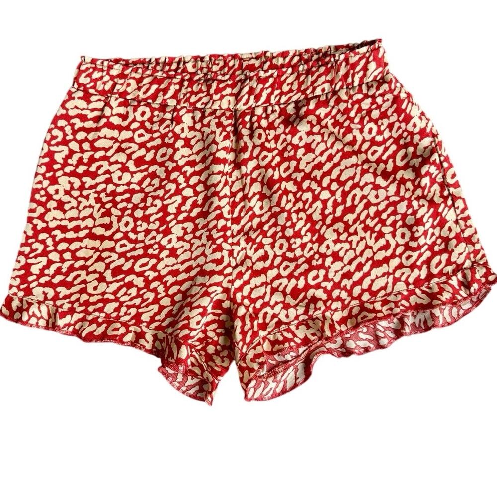 Easel Orange & Gold Cheetah Print Satin Shorts – Size Small